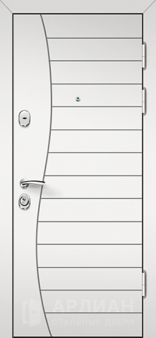 Фото «Входная белая дверь с зеркальной вставкой №97»