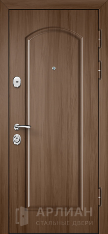 Фото «Коричневая входная дверь с зеркалом и внутренним цветом белый софт №10»